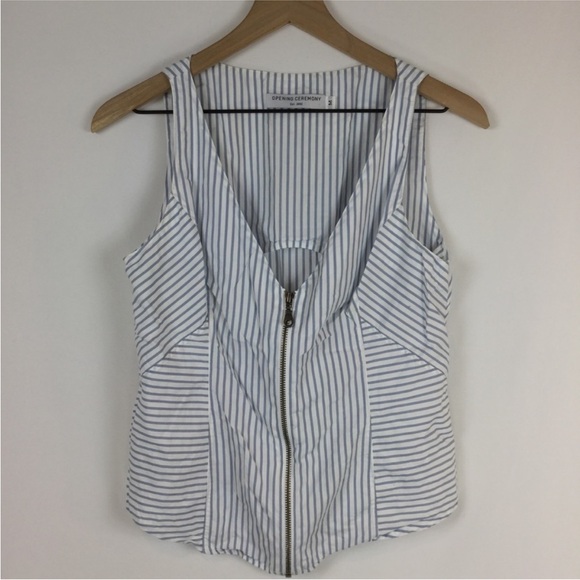 Opening Ceremony Tops - Opening Ceremony Striped Zip Up Vest, medium